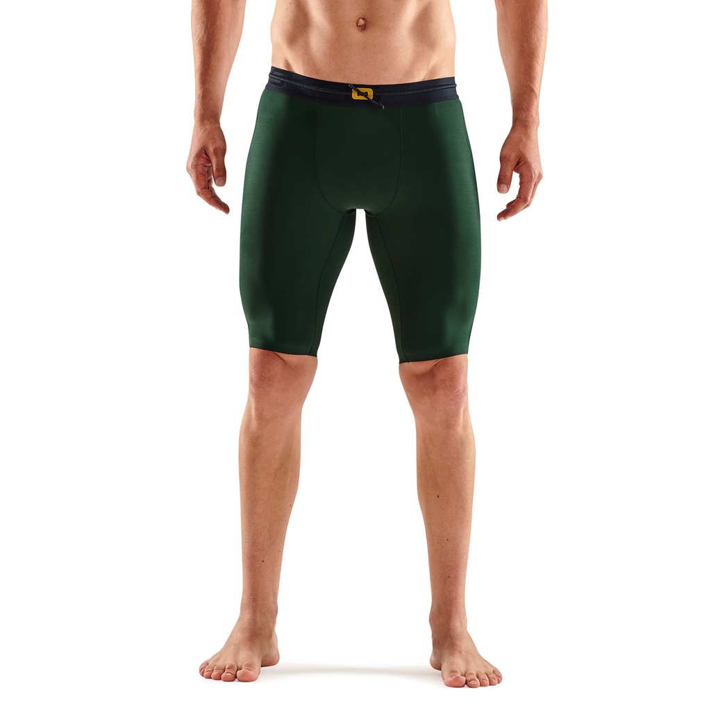 SKINS SERIES-5 MEN'S HALF TIGHTS GREEN/GREY