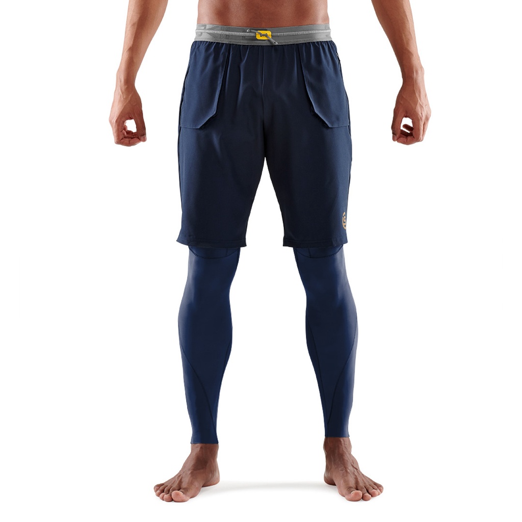 SKINS SERIES-5 MEN'S TRAVEL AND RECOVERY LONG TIGHTS BATTLESHIP