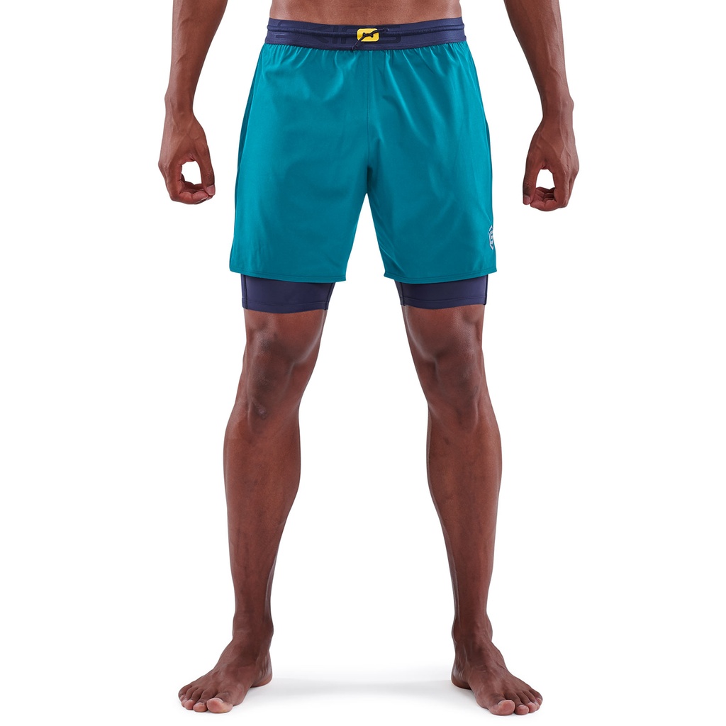 SKINS SERIES-3 MEN'S SUPERPOSE HALF TIGHTS NAVY CYAN