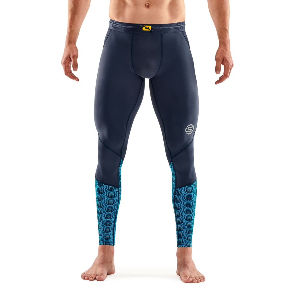 SKINS SERIES-3 MEN'S LONG TIGHTS BATTLESHIP WAVE